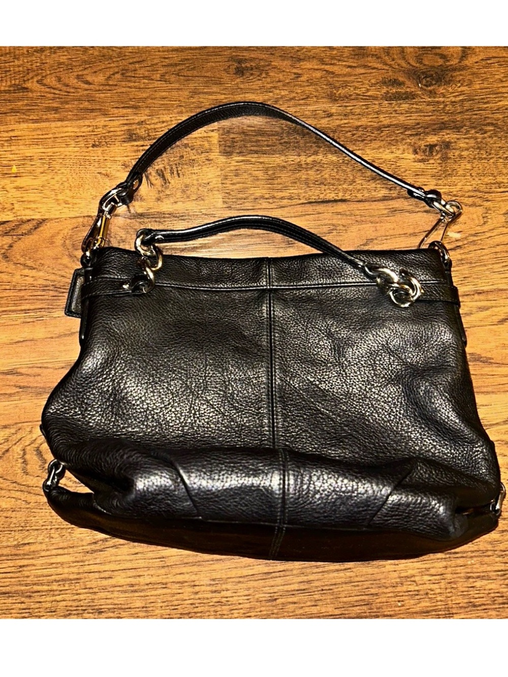 Black leather coach purse